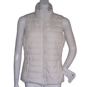 CALVIN KLEIN Puffer Vest, M, Winter White, Sherpa collar, Zipper front/flap